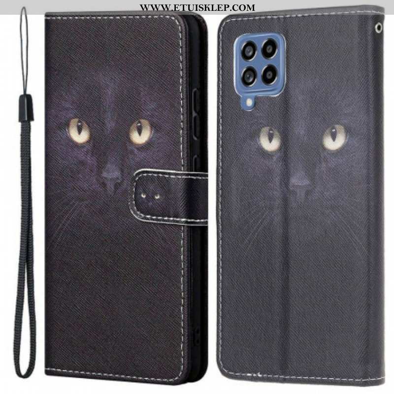 Etui Folio do Samsung Galaxy M53 5G z Łańcuch Paskowate Kocie Oczy